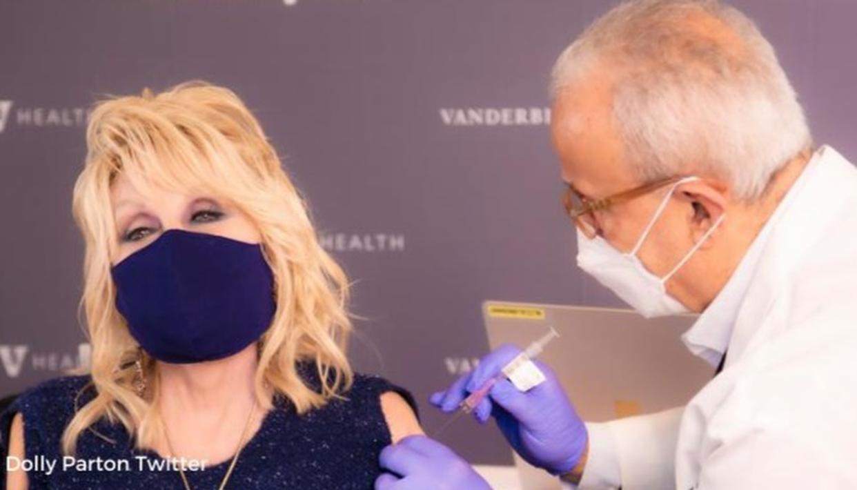 Dolly Parton Shares Picture Of Her Receiving The COVID-19 Vaccine Which SHE Funded