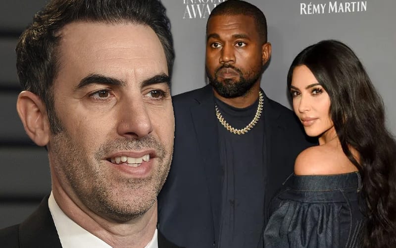 Sacha Baron Cohen Takes Shot At Kanye & Kim’s Divorce During Jimmy Kimmel Live