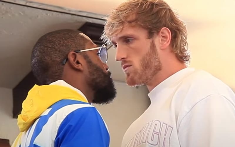 Logan Paul & Floyd Mayweather Get In Each Other’s Face Before Boxing Match