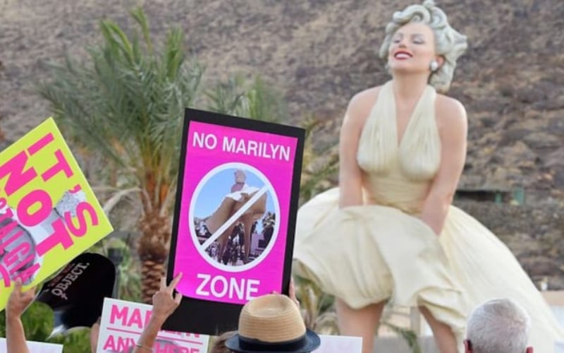 Protestors Storm Marilyn Monroe Statue Unveiling