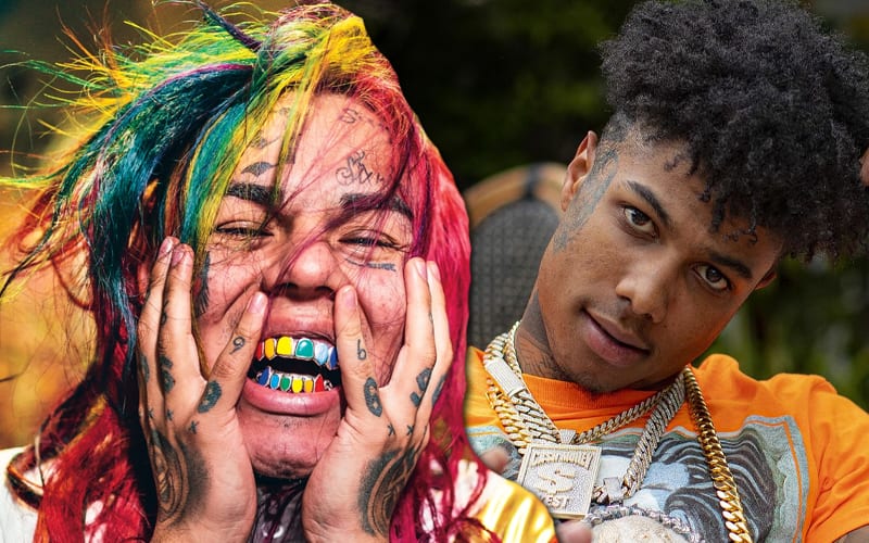 6ix9ine Drags Blueface Over His New Face Tattoo