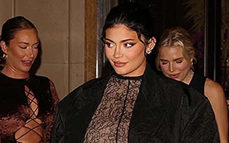 Kylie Jenner Takes Cue From Kim Kardashian With Sheer Black Bodysuit Hiding Baby Bump