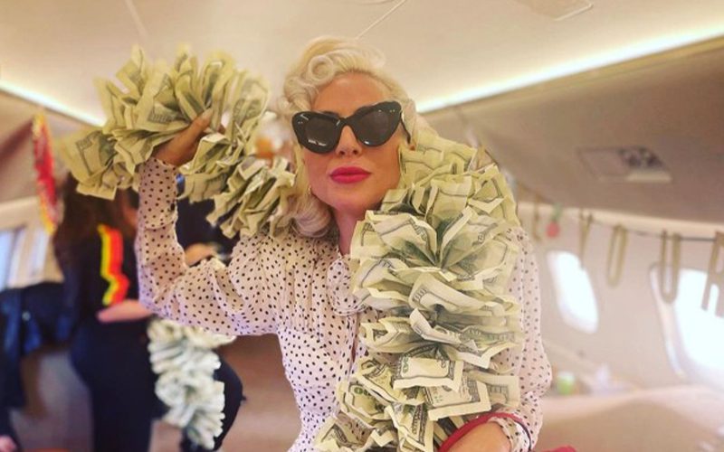 Lady Gaga Rocks Scarf Made Of $100 Bills