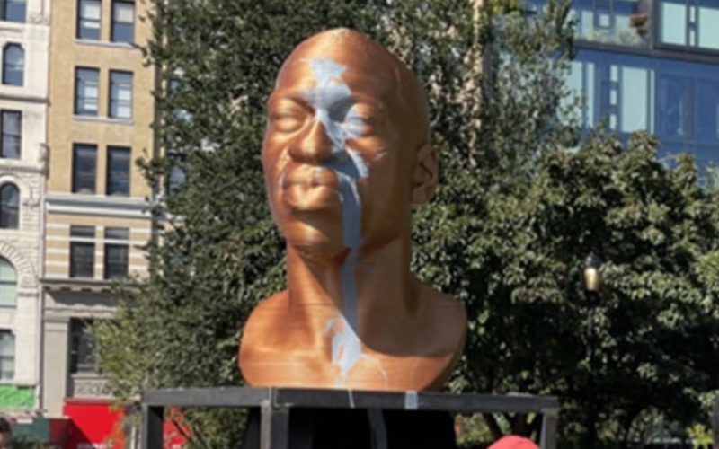 George Floyd New York City Statue Vandal Caught On Camera