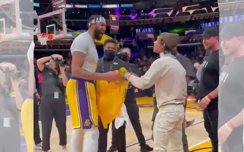 Anthony Davis Gives Swae Lee His Bloody Jersey After Lakers Game