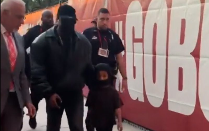 Kanye West & Son Saint Spotted At Football Game