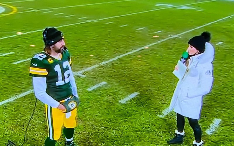 Erin Andrews Dragged For Hugging Aaron Rodgers After Socially Distant Interview