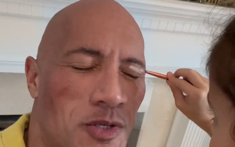 The Rock Lets His Daughter Do His Makeup For Christmas