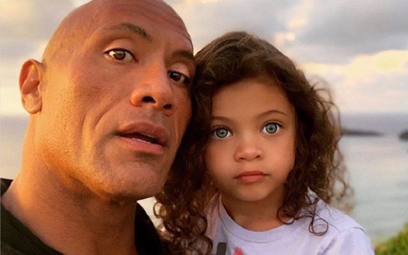 The Rock Lets His Daughter Draw On His Face For Her Birthday