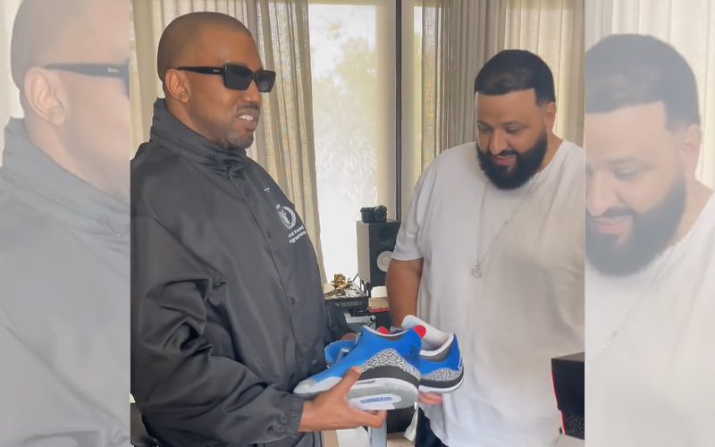 DJ Khalid Gives Kanye West Incredibly Rare Air Jordan Sneakers During Recording Session