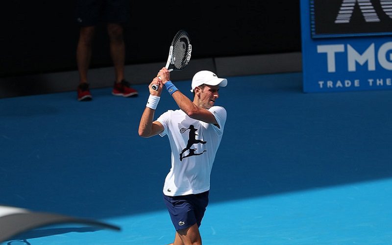 Novak Djokovic Begins Practice For Australian Open