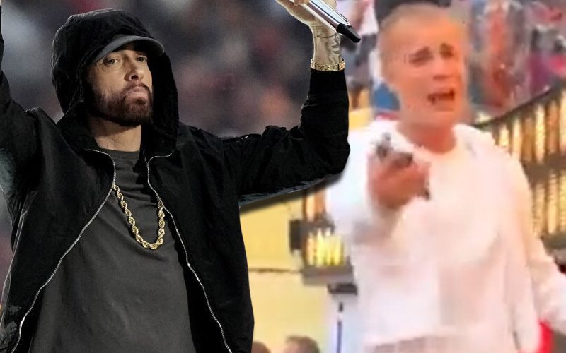 Justin Bieber Raps Along With Eminem During Super Bowl Halftime Show