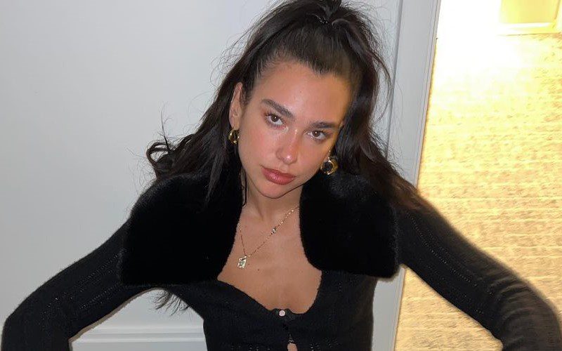 Dua Lipa Rocks Cropped Cardigan To Show Off In Sultry Pose