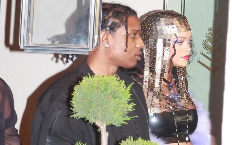 Pregnant Rihanna Stuns In Latex Crop Top With A$AP Rocky At Gucci Show