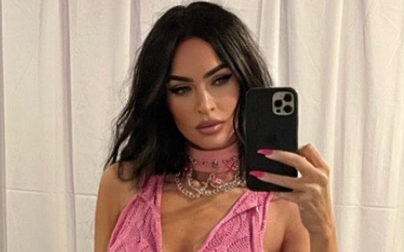 Megan Fox Shows Off Big In Revealing Pink Knit Top