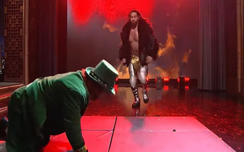 Seth Rollins Curb Stomps A Leprechaun On Jimmy Fallon’s Tonight Show For St. Patrick’s Day