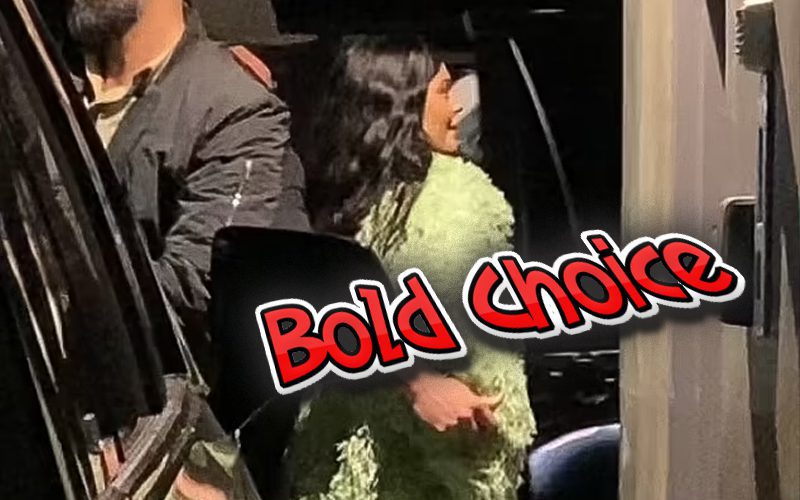 Kylie Jenner Makes A Daring Fashion Choice With Fuzzy Green Duster Coat