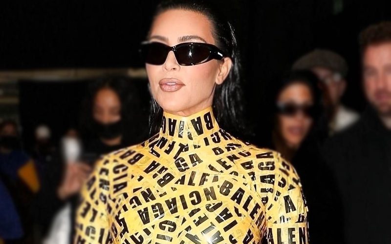 Kim Kardashian Dragged After Rocking Caution Tape Catsuit To Balenciaga Show