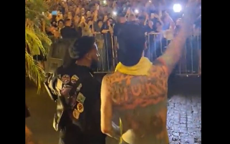 Machine Gun Kelly Performs Outside Paraguay Hotel After His Show Was Cancelled Due To Weather