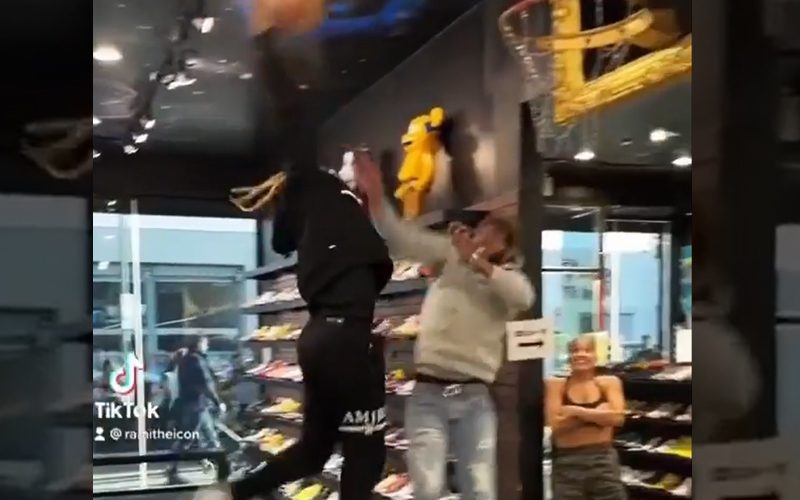 Lil Durk Throws Down A Dunk While Shopping For Sneakers