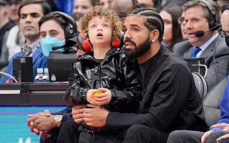 Drake & Son Adonis Spotted Courtside During Raptors Game