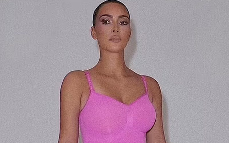 Kim Kardashian Shows Off Her Curves In Stunning Pink SKIMS Bodysuit