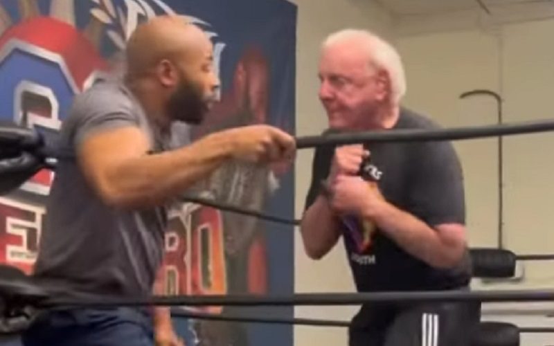 Ric Flair Training Hard In The Ring With Former World Champion