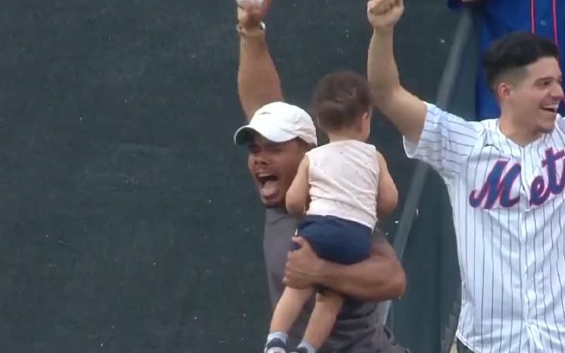 MLB Fan Makes Terrifying Over-The-Rail Catch While Holding A Baby