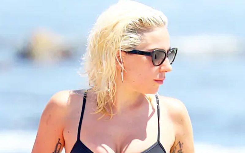 Lady Gaga Draws Big Attention Poolside In Skimpy Black Bikini