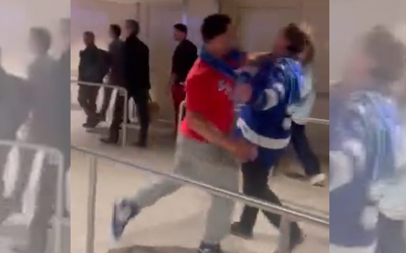 Trash Talking Tampa Bay Lightning Fan Gets Knocked Out By New York Rangers Supporter