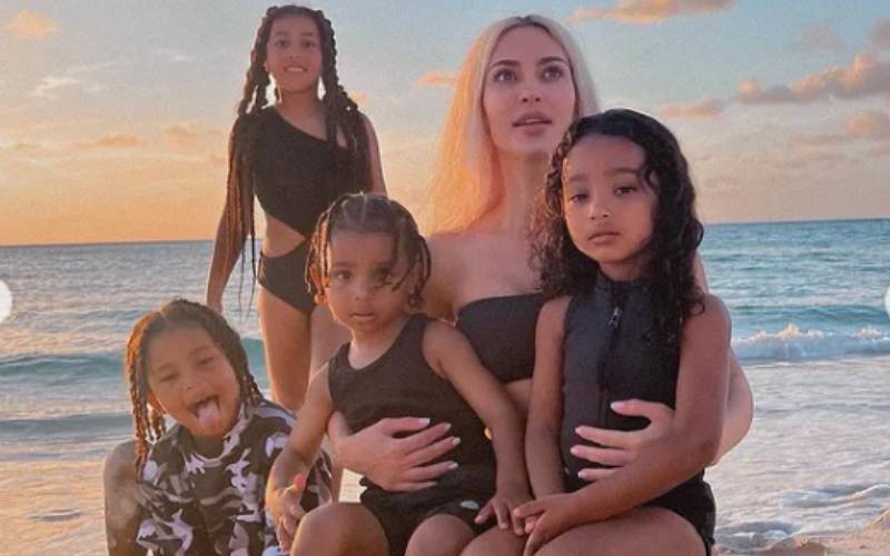 Kim Kardashian Shares Rare Photos With All Four Of Her Children