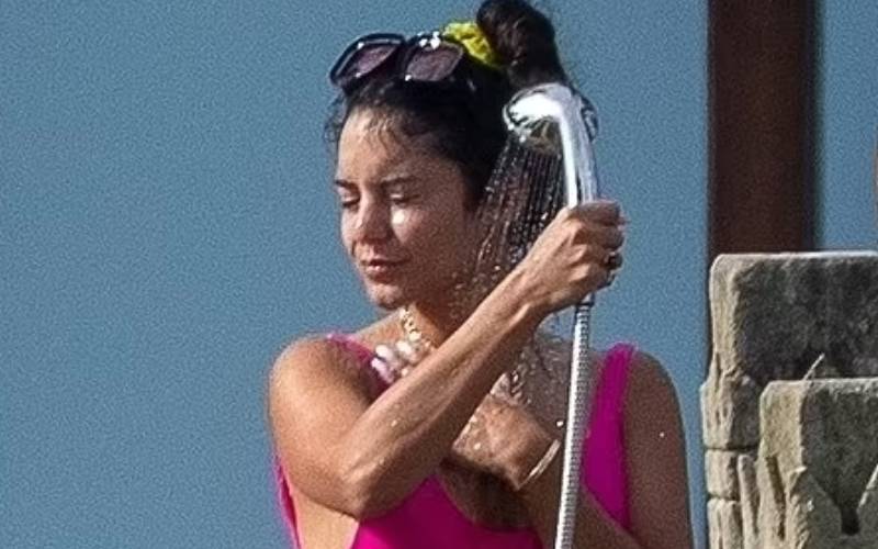 Vanessa Hudgens Showers Off While Flaunting Her Smoldering Curves In Hot Pink Swimsuit