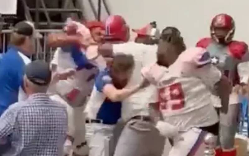 Insane Brawl Breaks Out With Indoor Football Players & Coaches During Game