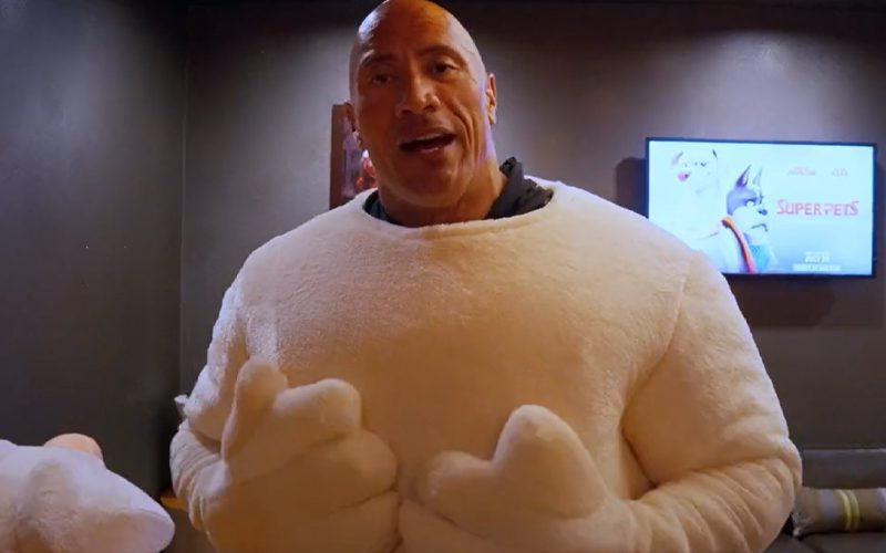 The Rock Surprises Fans By Dressing Up As ‘Super-Pets’ Character At Screening