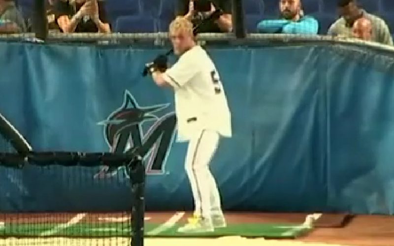 Jake Paul Suffers Epic Fail During Batting Practice Before Marlins Game