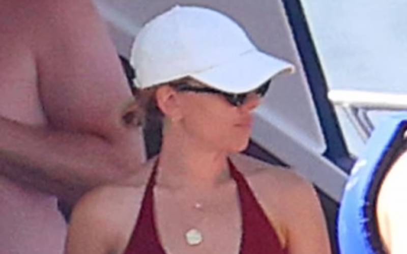 Scarlett Johansson Shows Off Big On Boat In Red Bikini 