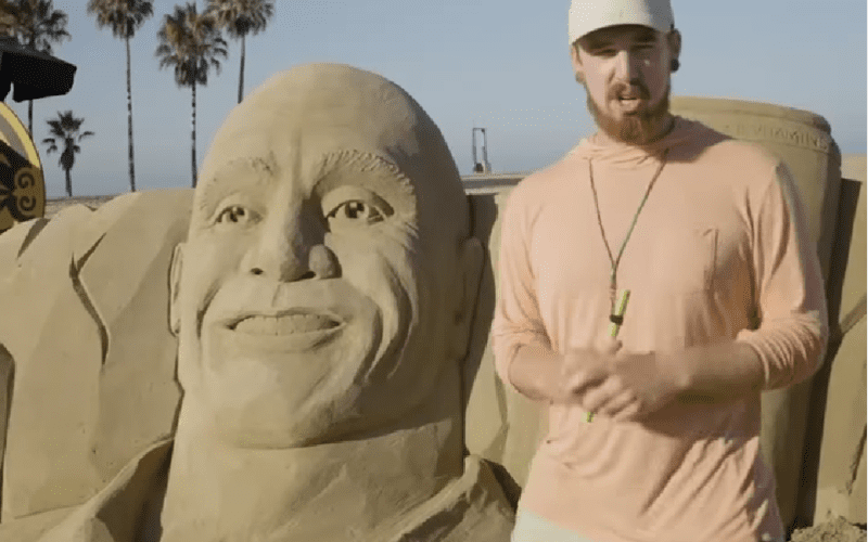The Rock Reacts To Massive Sand Sculpture Of His Likeness