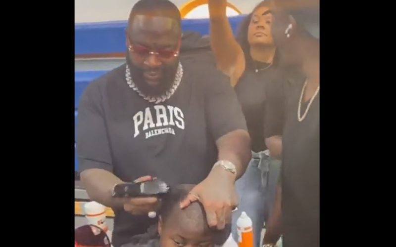 Rick Ross Gives School Children Haircuts In Miami