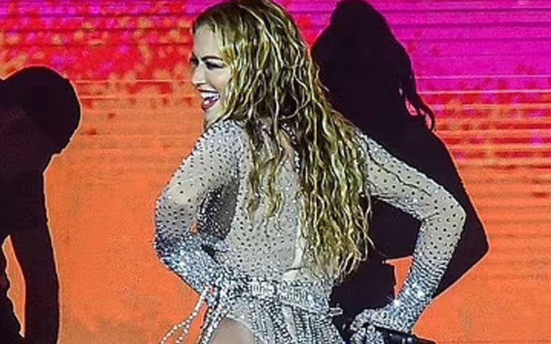 Rita Ora Showcases Her Figure In Glittering Silver Bodysuit At The Rock In Rio Festival