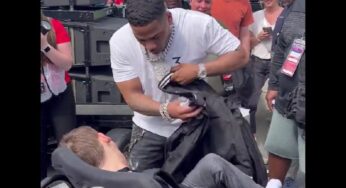 Nelly Gives His Customized Jacket To Disabled NASCAR Fan