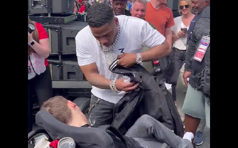 Nelly Gives His Customized Jacket To Disabled NASCAR Fan