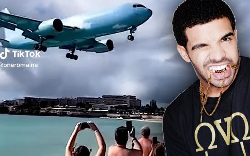 Drake’s Airplane Landed On An Airstrip Next To People On A Beach