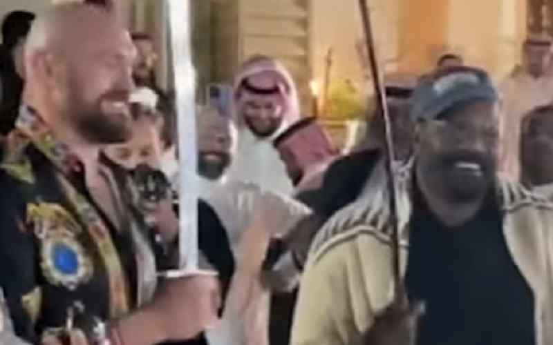 Mike Tyson and Tyson Fury Dance With Swords Along With Saudi Arabian Princes