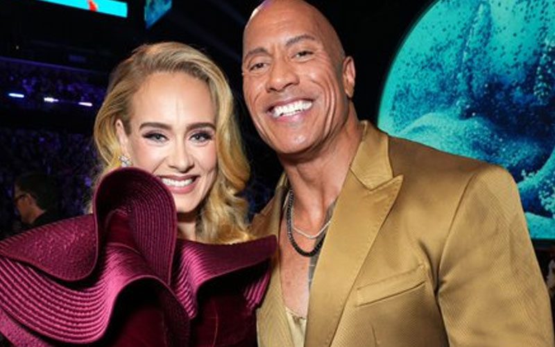 The Rock & Adele Get Acquainted At 65th Annual Grammy Awards