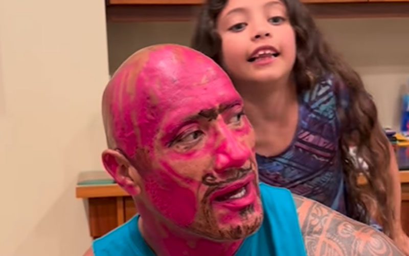 The Rock’s Daughters Give Him A Complete Makeover With Pink Paint