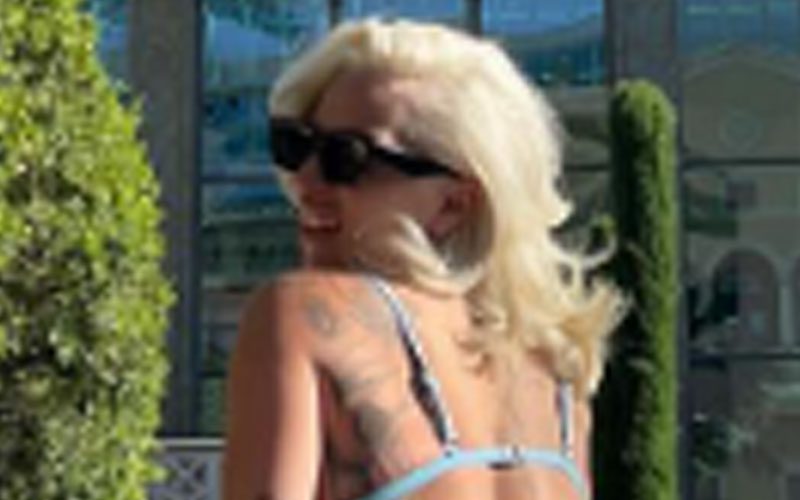 Lady Gaga Flaunts Baby Blue Bikini with Captivating Rear View